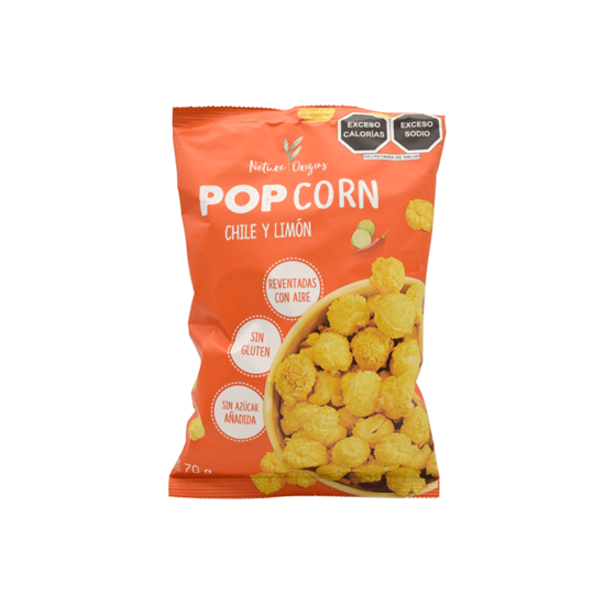 Imagen de Palomitas de maíz sin gluten y sin azúcar sabor chile y limón Nature Origins Pop Corn 70g