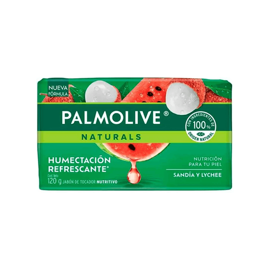 Imagen de Jabón de tocador con sandía y lychee Palmolive Naturals Humactación Refrescante 120g