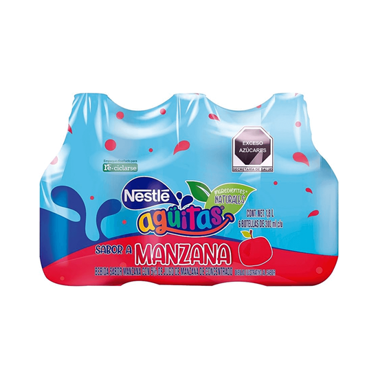 Imagen de Bebida sabor manzana Nestlé Agüitas paquete con 6 botellas de 300ml c/u