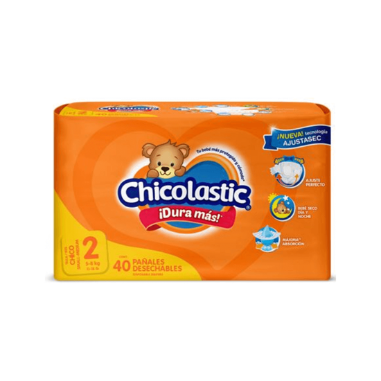 Imagen de Pañal desechable unisex etapa 2 talla chico (5-8kg) Chicolastic 40 pañales