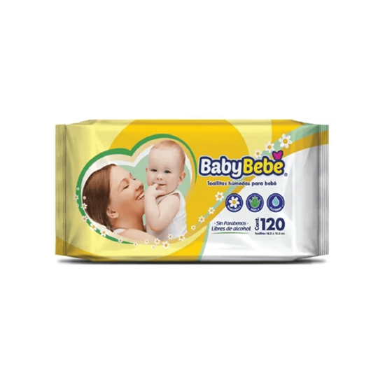 Imagen de Toallitas húmedas para bebé sin parabenos ni alcohol BabyBebe 120 pzas