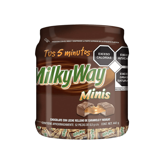 Imagen de Chocolate Milky Way Minis 52 pzas de 8.5g c/u (442g)