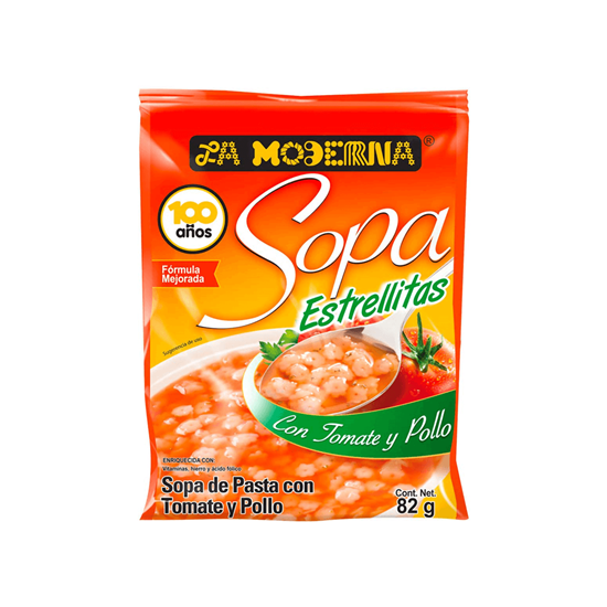 Imagen de Sopa instantánea de estrella con tomate y pollo La Moderna 82g
