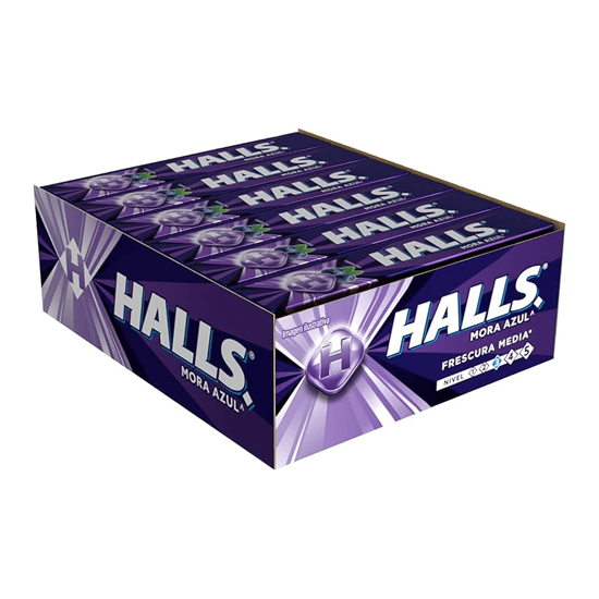Imagen de Caramelo macizo sabor mora azul Halls 12 pzas (302.4g)
