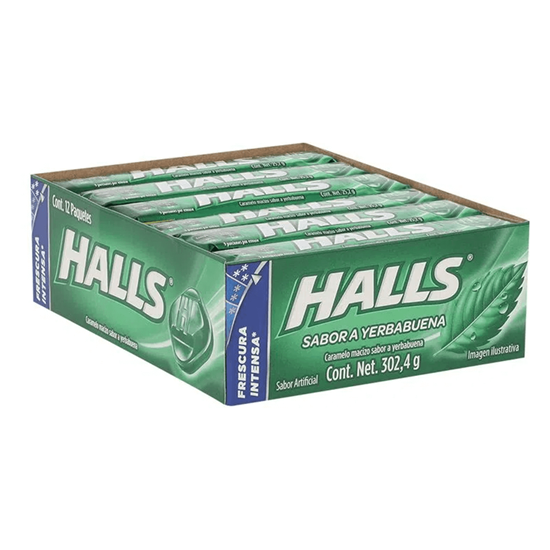 Imagen de Caramelo macizo sabor yerbabuena Halls 12 pzas (302.4g)