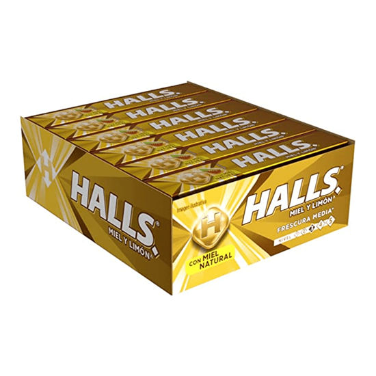 Imagen de Caramelo macizo sabor miel y limón Halls 12 pzas (302.4g)
