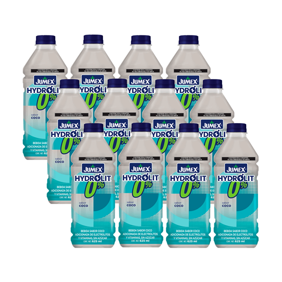 Imagen de Electrolitos sabor coco sin azúcar Jumex Hydrolit 0% caja con 12 pzas de 625ml c/u