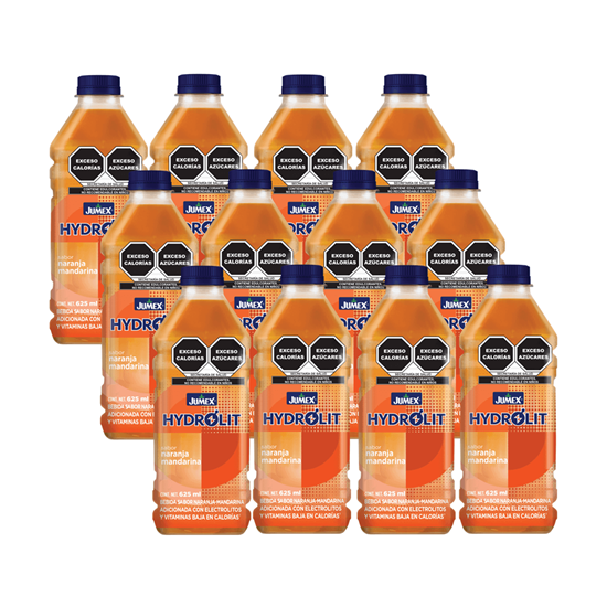 Imagen de Electrolitos sabor naranja mandarina sin azúcar Jumex Hydrolit 0% caja con 12 pzas de 625ml c/u