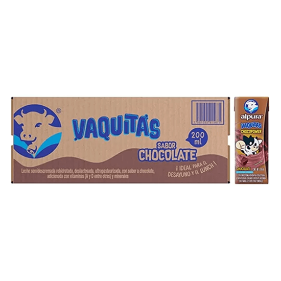Imagen de Leche sabor chocolate Alpura Vaquitas Chocopower caja con 24 pzas de 200ml c/u