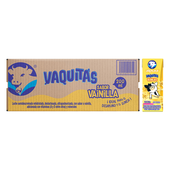 Imagen de Leche sabor vainilla Alpura Vaquitas Vainilike caja con 24 pzas de 200ml c/u