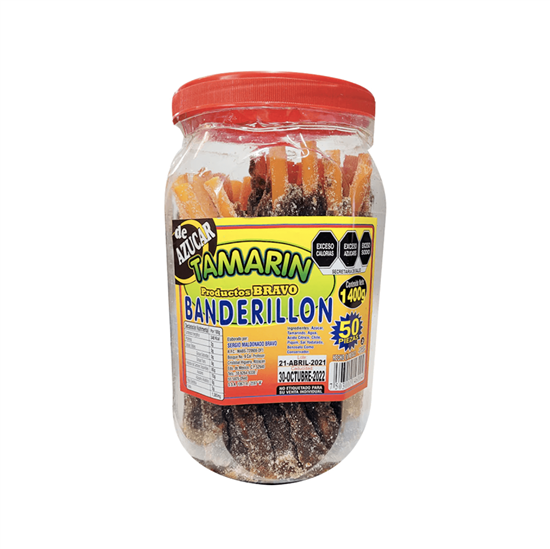 Imagen de Paleta de tamarindo con azúcar Tamarin Banderillon 50 pzas (1.4 kg)