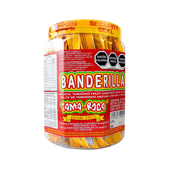 Imagen de Paleta de tamarindo enchilada Tama Roca Banderilla 30 pzas (1.5kg)