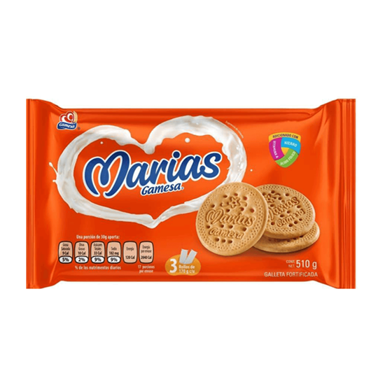 Imagen de Galletas Marías Gamesa 3 rollos de 170g c/u (510g)