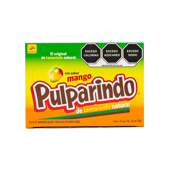 Imagen de Dulce de tamarindo De la Rosa Pulparindo sabor mango 20 pzas de 14g c/u (280g)