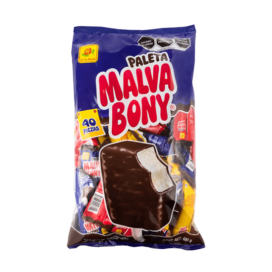 Imagen de Paleta de malvavisco con chocolate De la Rosa Malva Bony 40 pzas