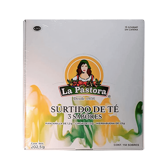 Imagen de Té surtido 3 sabores (manzanilla, limón y hierbabuena) La Pastora 150 sobres (202.5g)