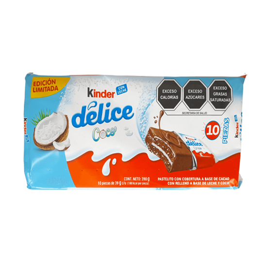 Imagen de Pastelito Kinder Delice Coco edición limitada 10 pzas de 39g c/u (390g)