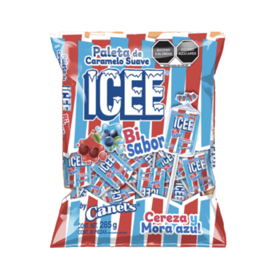 Imagen de Paleta de caramelo suave sabor cereza y mora azul Canel's ICEE Bisabor 38 pzas (285g)