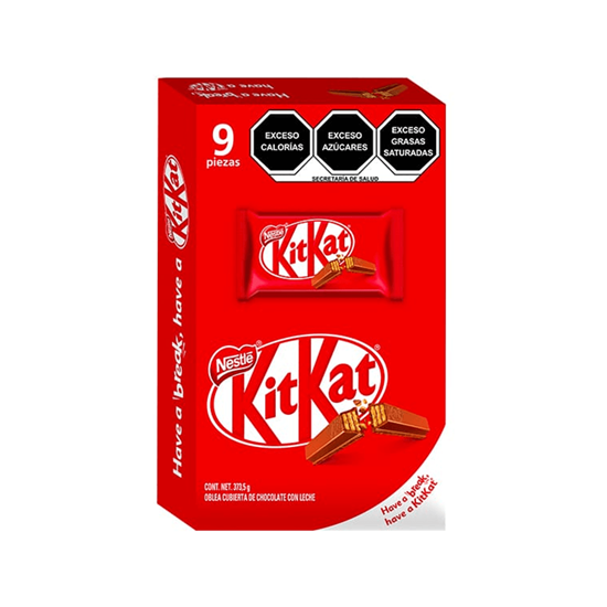 Imagen de Oblea cubierta de chocolate con leche KitKat 9 pzs de 41.5g c/u (373.5g)