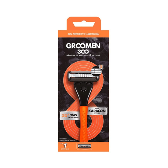 Imagen de Máquina para afeitar desechable Groomen 300 Banda KarBoon Activado 3 hojas 1 pza
