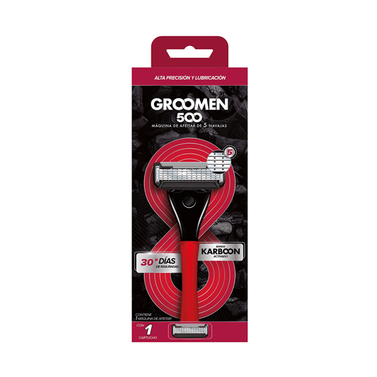 Imagen de Máquina para afeitar desechable Groomen 500 Banda KarBoon Activado 5 hojas 1 pza