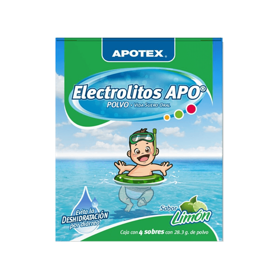 Imagen de Polvo para preparar Vida Suero Oral sabor limón Apotex Electrolitos APO 4 sobres de 28.4g c/u
