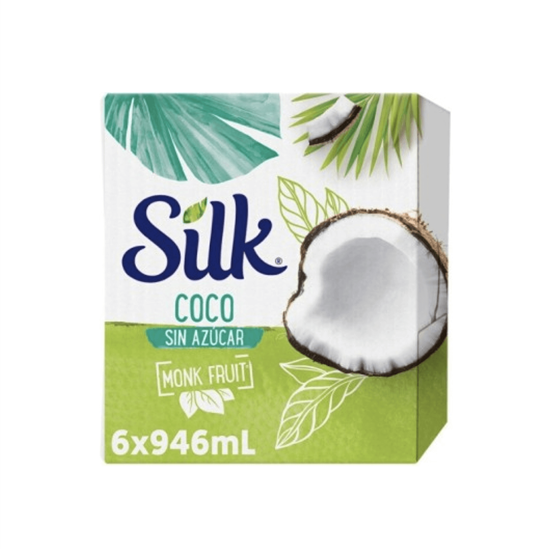 Imagen de Alimento líquido de coco sin azúcar Silk caja con 6 pzas de 946ml c/u