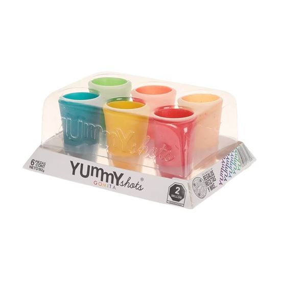 Imagen de Vasos tequileros comestibles sabores frutales Yummy Shots Gomita 6 pzas de 32g c/u (192g)
