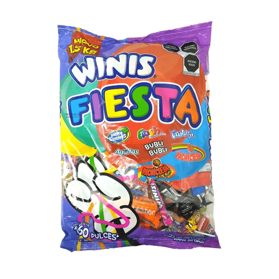 Imagen de Dulces y chicles piñateros surtidos Winis Fiesta 150 pzas aprox. (1.5kg)
