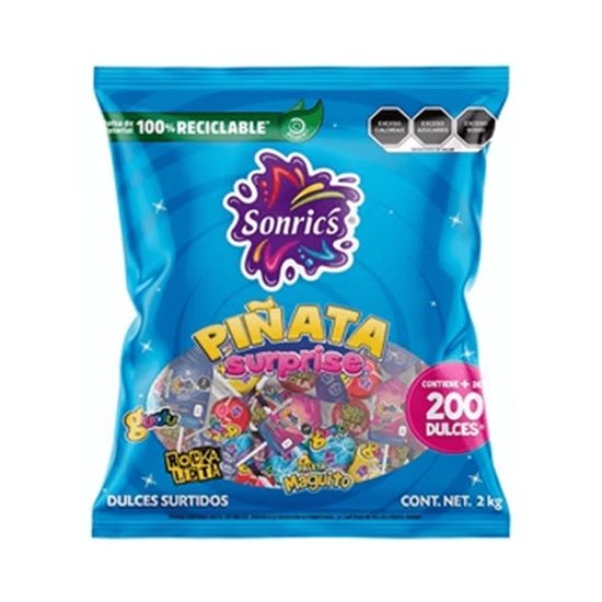 Imagen de Dulces piñateros surtidos Sonric's Piñata Surprise 200 pzas aprox. (2kg)