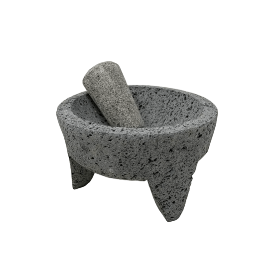 Imagen de Molcajete artesanal mediano de piedra volcánica mediano (18-19cm diámetro)