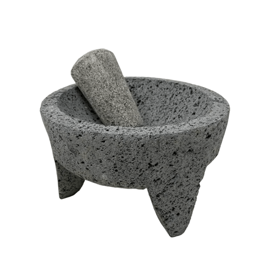 Imagen de Molcajete artesanal jumbo de piedra volcánica (30-33cm diámetro)
