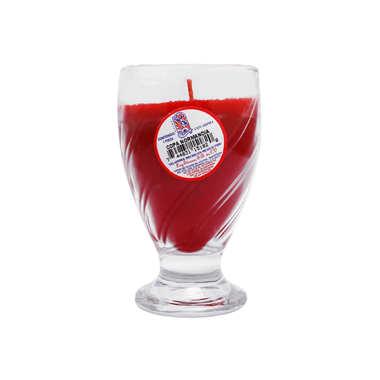 Imagen de Veladora roja en copa Normandía de vidrio Fama Luz Eterna