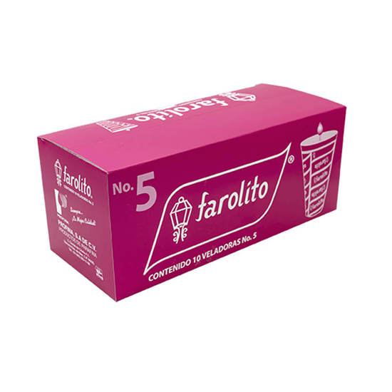 Imagen de Veladora cono sin vaso #5 (11.95cm de alto) Profina Farolito paquete con 10 pzas