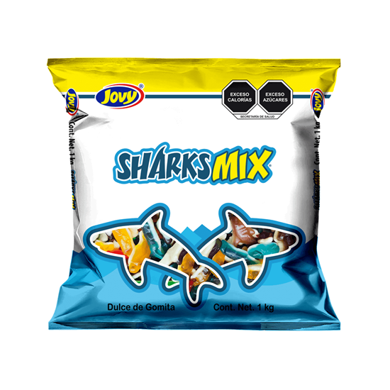 Imagen de Gomitas en forma de tiburón sabores frutales surtidos Jovy Sharks Mix 1kg
