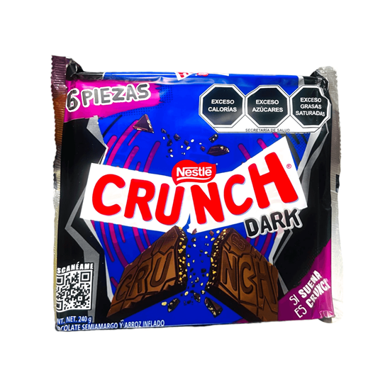 Imagen de Chocolate semiamargo y arroz inflado Nestlé Crunch Dark 6 pzas de 40g c/u (240g)