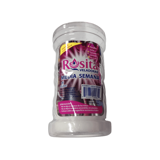 Imagen de Veladora ecológica mediana en vaso plástico Luz Eterna Rosita Veladoras Media Semana