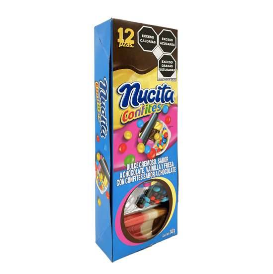 Imagen de Dulce cremoso trisabor con lunetas sabor chocolate Nucita Confites 12 pzas de 20g c/u (240g)