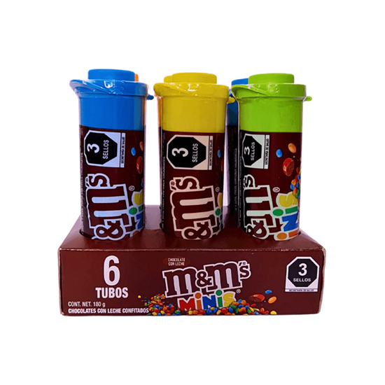 Imagen de Chocolates con leche confitados M&M's Minis 6 tubos de 30g c/u (180g)