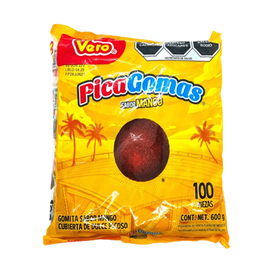 Imagen de Gomita sabor mango cubierta de dulce picoso Vero PicaGomas 100 pzas (600g)