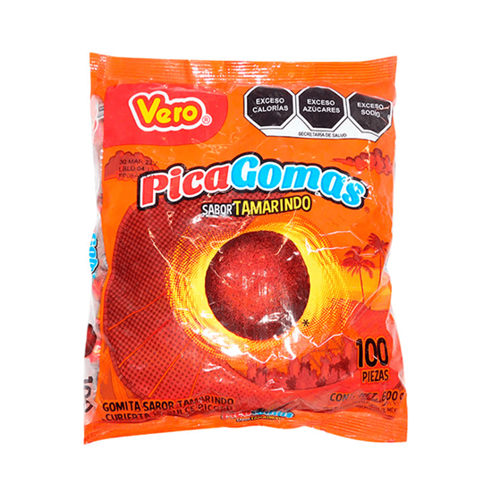 Imagen de Gomita sabor tamarindo cubierta de dulce picoso Vero PicaGomas 100 pzas (600g)