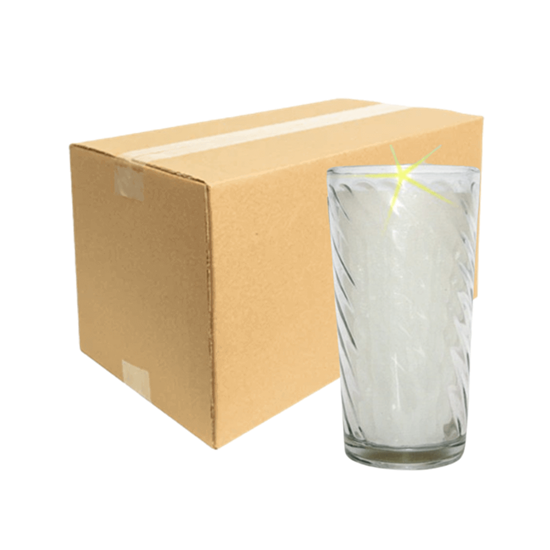 Imagen de Veladora en vaso cubero caramelo de vidrio (13.3cm de alto) Induvelsa caja con 20 pzas