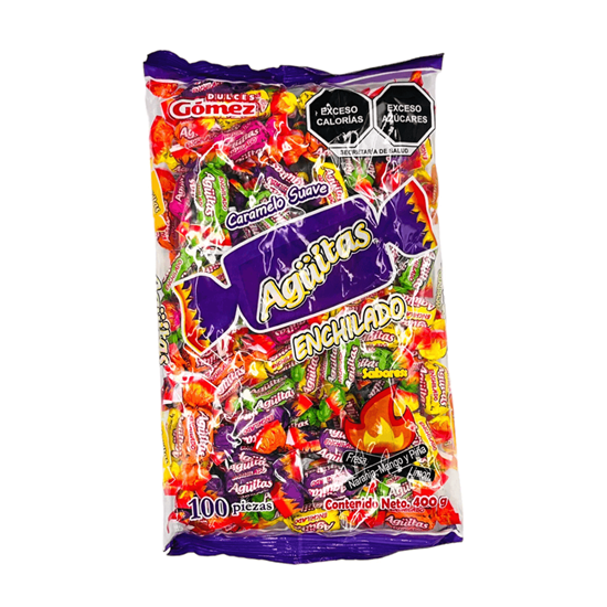 Imagen de Caramelo suave sabores frutales con chile Dulces Gómez Agüitas Enchilado 100 pzas (400g)