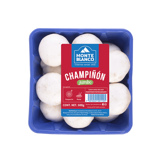 Imagen de Champiñón entero jumbo Monte Blanco en charola de 500g