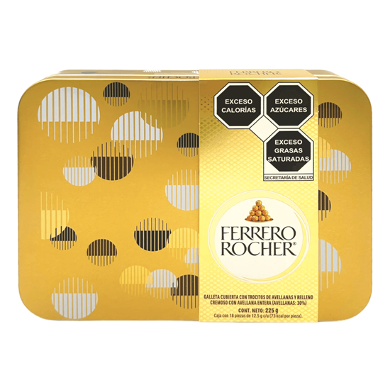 Imagen de Chocolates Ferrero Rocher caja metálica 18 pzas (225g)