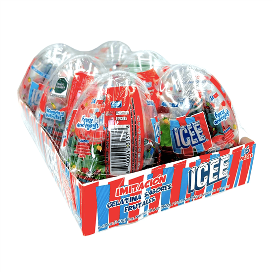 Imagen de Mega huevo con 14 mini gelatinas de sabores frutales Bondy Fiesta ICEE 6 pzas de 140g c/u (840g)