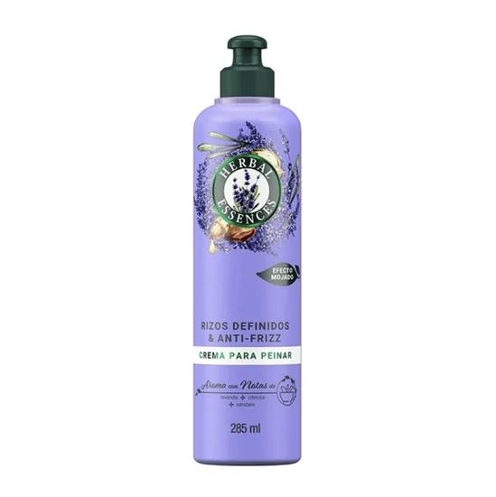 Imagen de Crema para peinar efecto mojado con lavanda & aceite de almendras Herbal Essences Rizos Definidos & Anti-Frizz 285ml