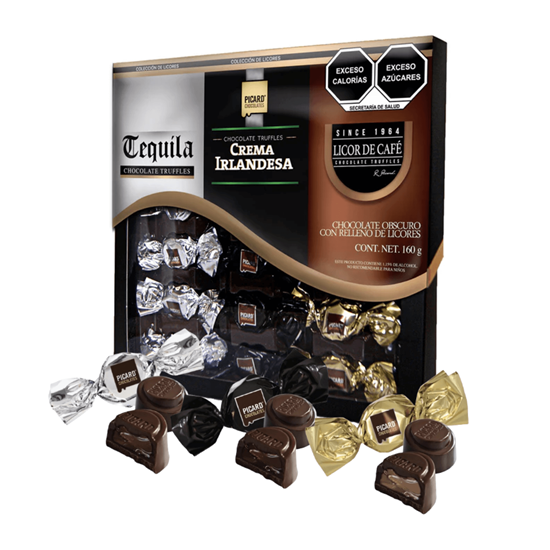 Imagen de Trufas surtidas de chocolate obscuro con relleno sabor a licores Picard Colección Licores 160g