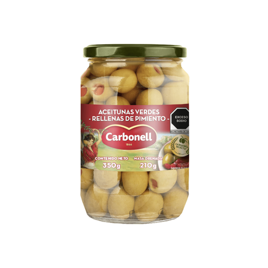 Imagen de Aceitunas verdes rellenas de pasta de pimiento Carbonell 210g (350g)