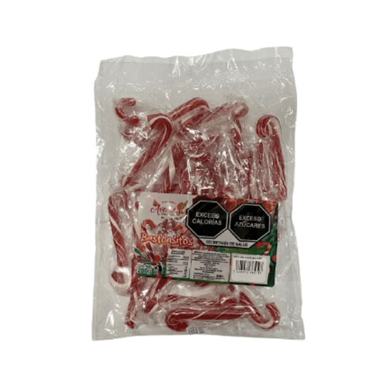 Imagen de Mini bastones de caramelo de menta rojo y blanco “Bastonsitos” Avedul 30 pzas (200g)